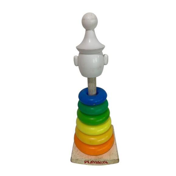1960s Playskool Teach a Tot Stacking Clown Toy Incomplete Rocking Rainbow - Picture 6 of 8